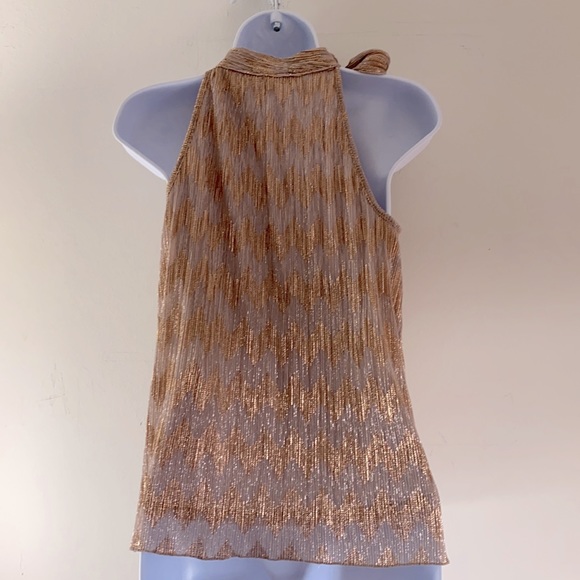 INC | Tie neck Metallic shimmer Halter Top - Picture 4 of 15